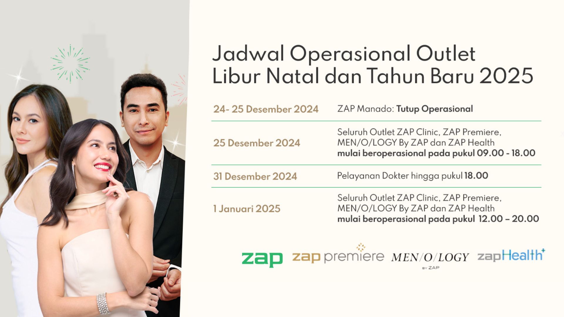Jam Operasional ZAP Clinic Saat Natal dan Tahun Baru!