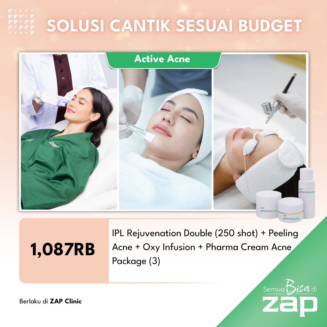 IPL Rejuvenation Double (250 shot) + Peeling Acne + Oxy Infusion + Pharmacy Cream Acne Package
