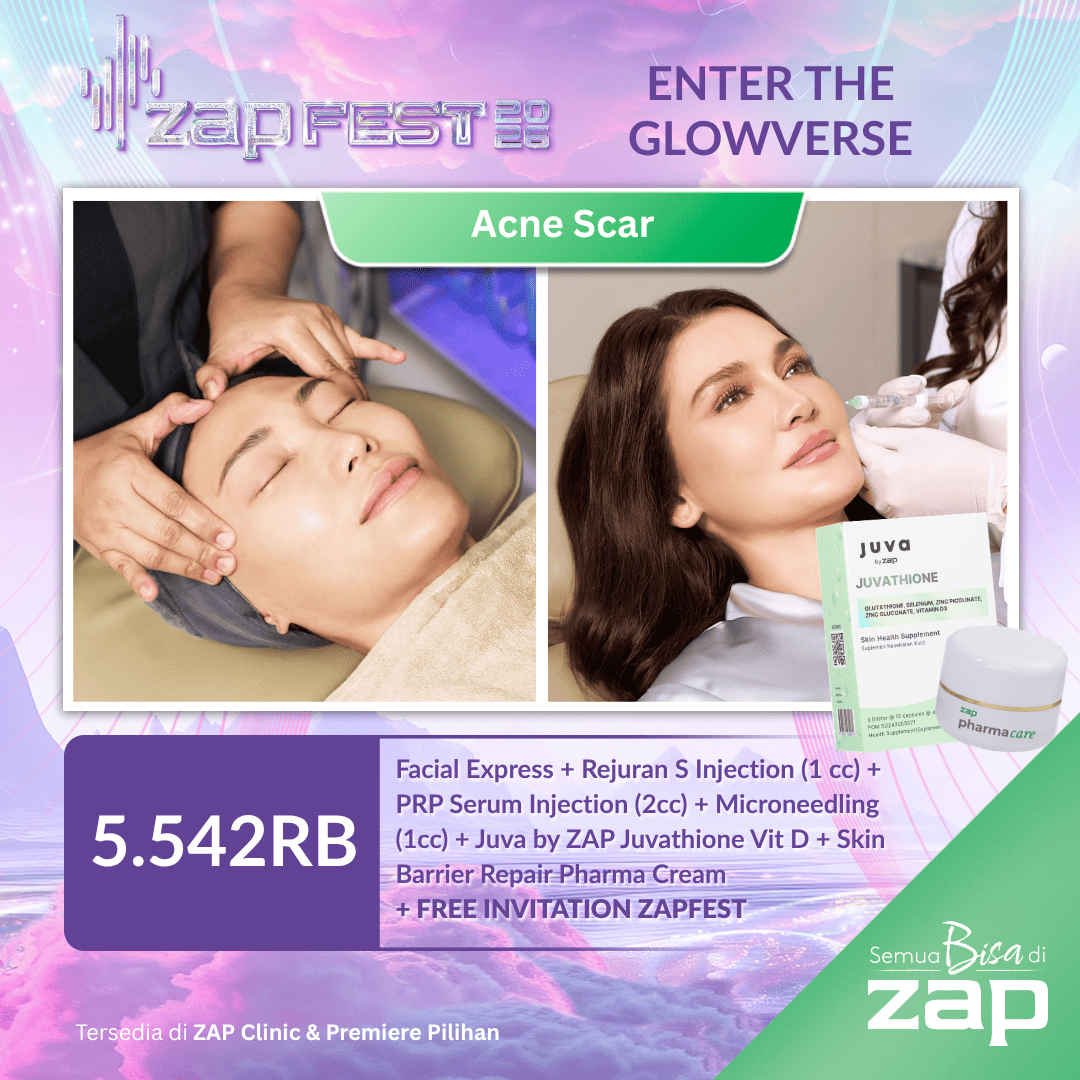Facial Express + Rejuran S Injection (1 cc) + PRP Serum Injection (2cc) + Microneedling (1cc) + Juva by ZAP Juvathione Vit D + Skin Barrier Repair Pharma Cream + Free Invitation ZAP Fest