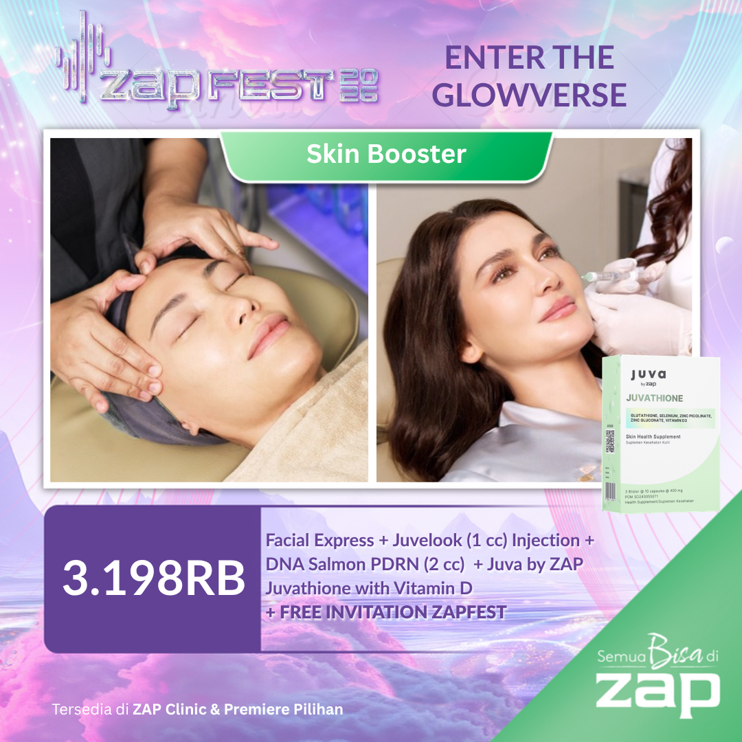Facial Express + Juvelook (1 cc) Injection + DNA Salmon PDRN (2 cc)  + Juva by ZAP Juvathione with Vitamin D + Free Invitation ZAP Fest