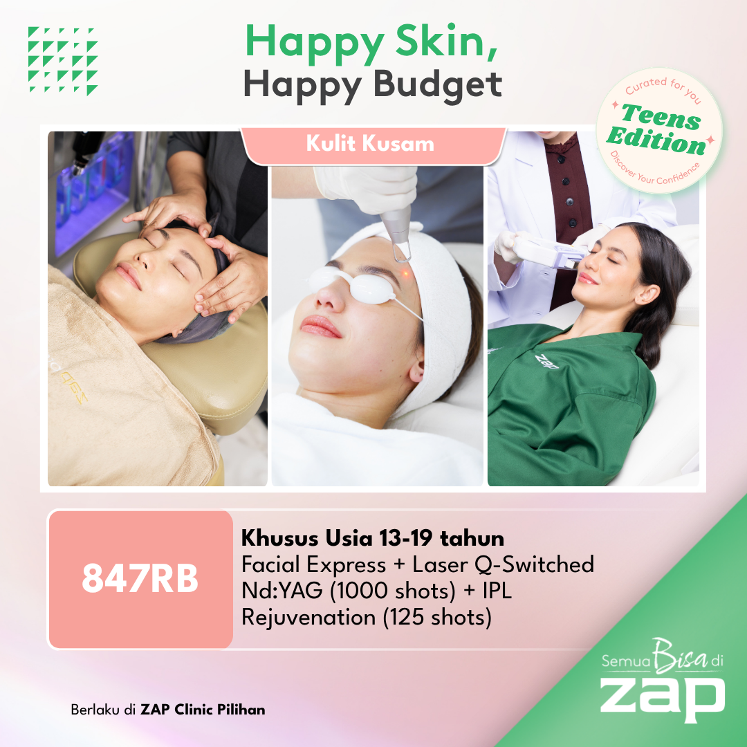 [Khusus Usia 13-19 tahun] Facial Express + Laser Q-Switched Nd:YAG (1000 shots) + IPL Rejuvenation (125 shots)