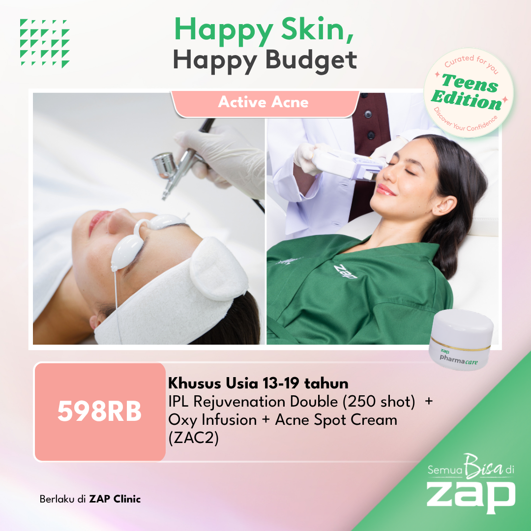 [Khusus Usia 13-19 tahun] IPL Rejuvenation Double (250 shot) + Oxy Infusion + Acne Spot Cream